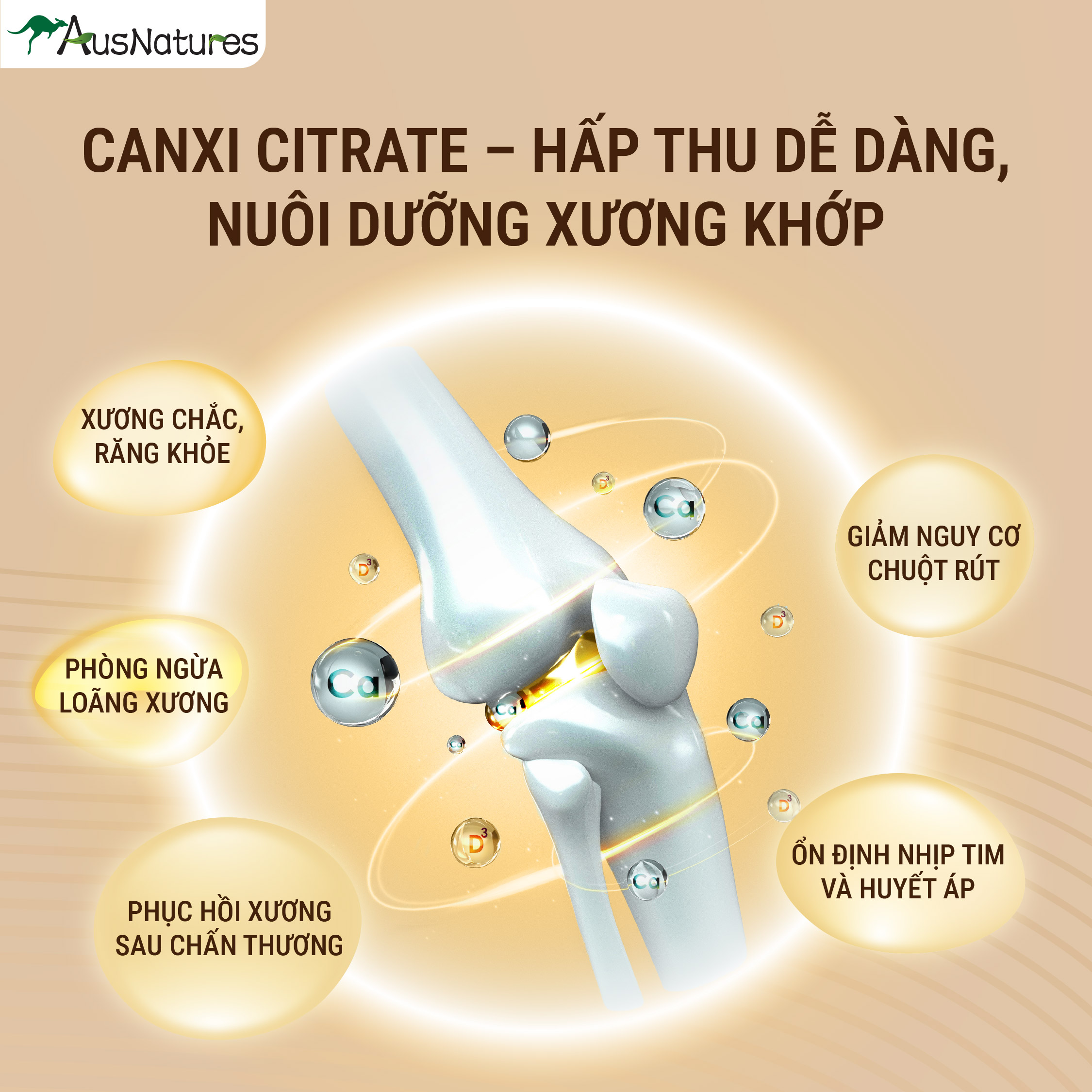 Viên uống Canxi Hữu Cơ & Vitamin D - AusNatures Super Calcium With Vit D - Hỗ trợ phát triển xương - Lọ 60 viên - Hình ảnh 3