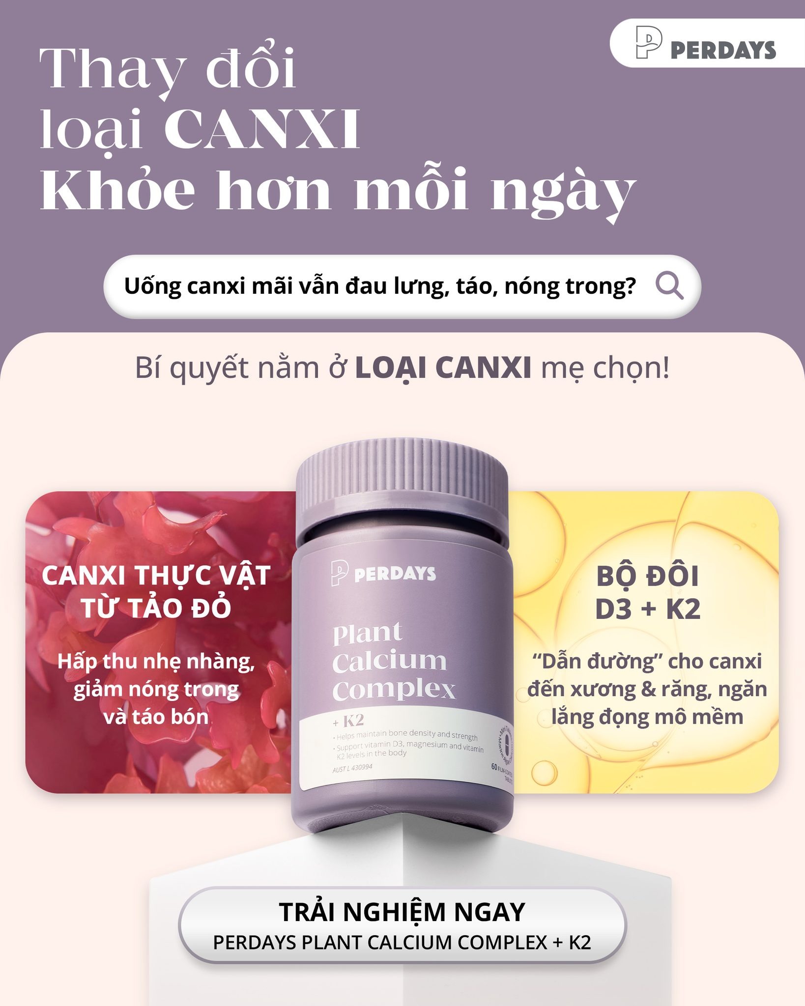 canxi tảo đỏ perdays chính hãng úc