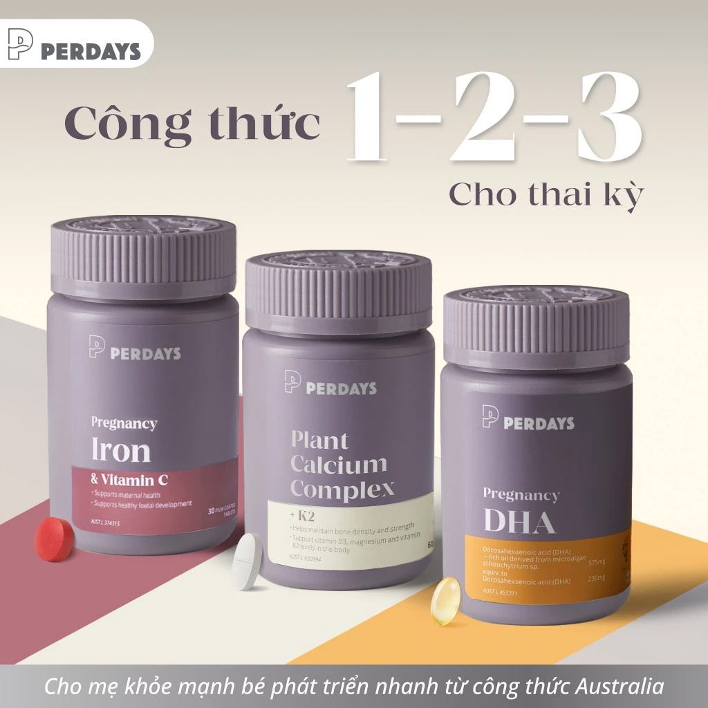 Combo Sắt + Canxi + DHA cho mẹ bầu - Bổ sung dưỡng chất hỗ trợ thai kỳ - COMBO 3 LỌ - Hình ảnh 2